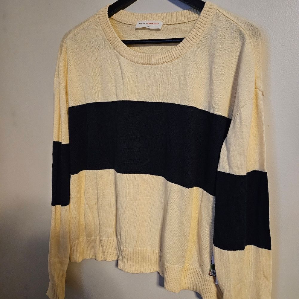 Known Supply Sweater Palmer Stripe Sun Fade Blue Stripe Organic Cotton Casual - Picture 3 of 12